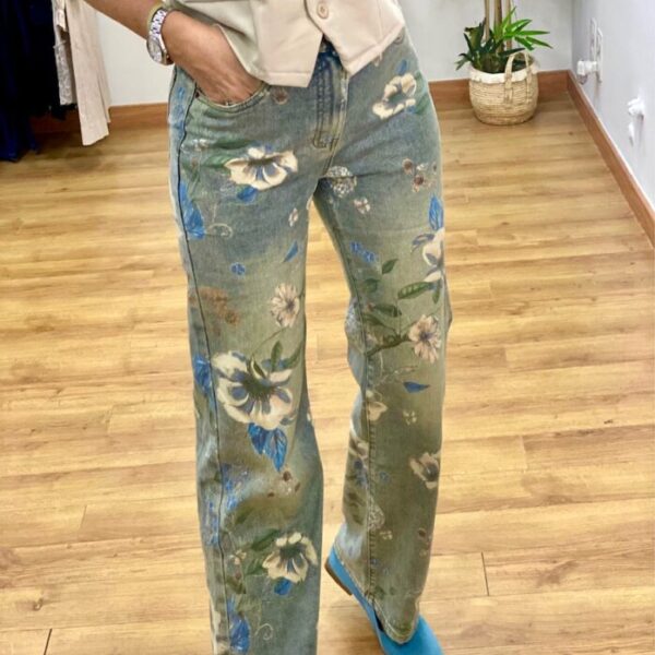 Pantalon Vaquero Flores