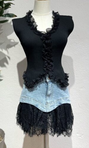 Falda Denim Encaje
